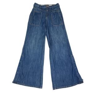 Anthropologie Pilcro Wide Leg Button Hem Jeans Womens Size 28